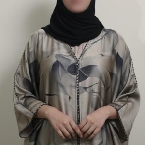 Dubai Made Leaf Self Design Abaya | Front Open Button Style | Korean Embossed Nida Fabric