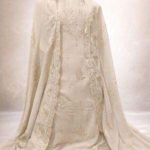 Elegant Beige Georgette Machine Embroidered Suit Set with Matching Dupatta